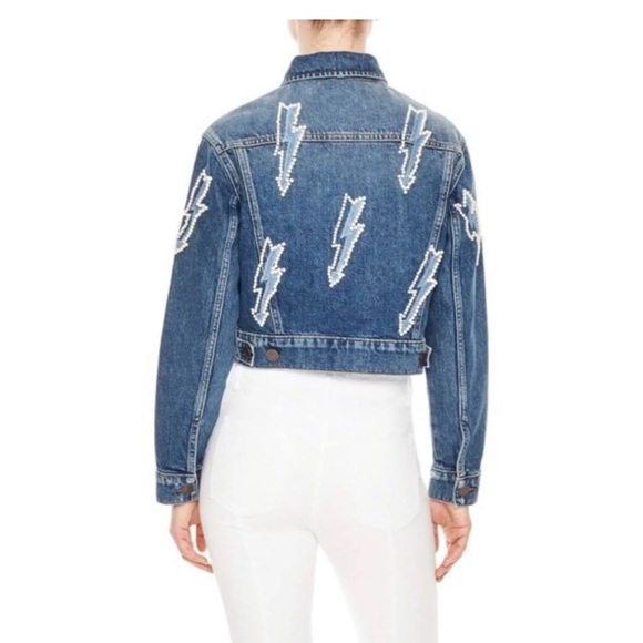 Sandro Pearl embellished Denim Jacket - Picture 3 of 9
